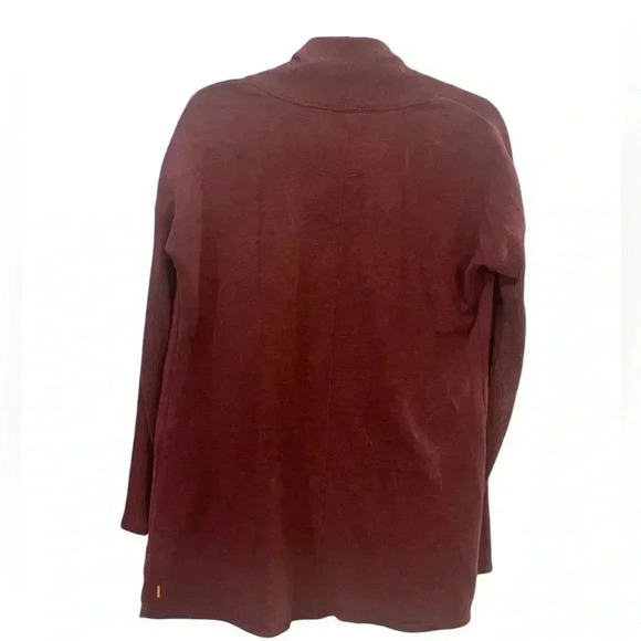 Lucy activewear open front cardigan ribbed sleeves XS burgundy cherry cola - Picture 2 of 11